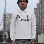 长袖 嘻哈CHENGDU街头drill奖杯刺绣修身 POLO衫 TGFCLUB223系列美式