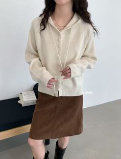 女设计感小众毛衣外套上衣 宽松休闲百搭连帽针织开衫 2025新款 韩版