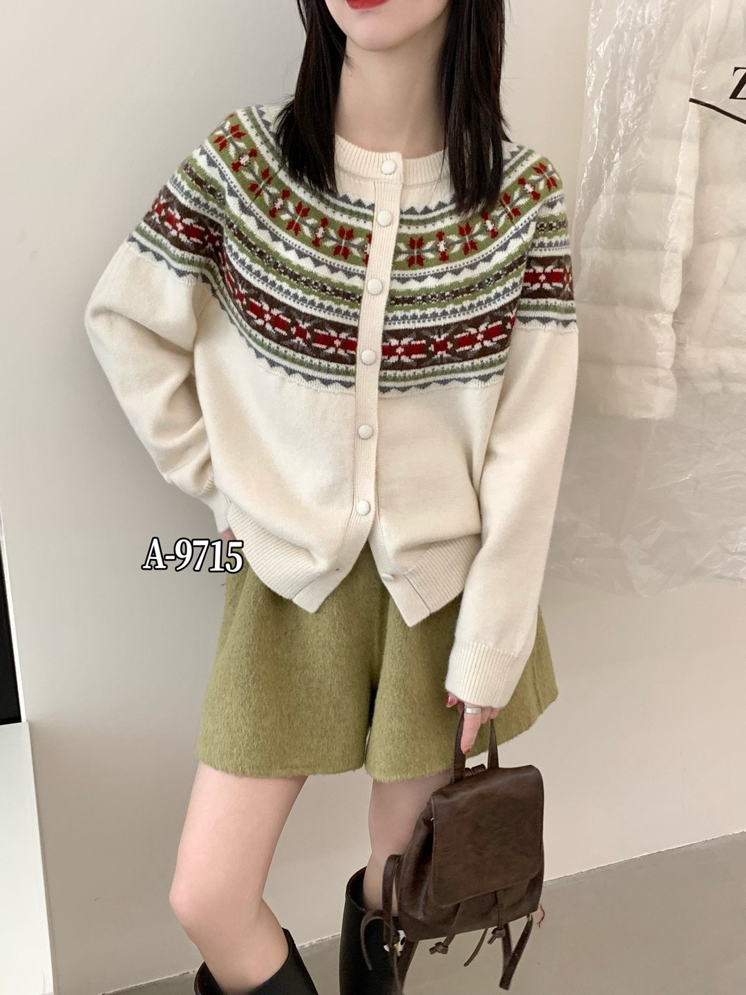 2025新款费尔岛圆领拼色提花针织开衫女百搭休闲宽松毛衣女外套潮,女装/女士精品,毛针织衫,淘宝优惠券,粉丝福利购,淘宝优惠卷