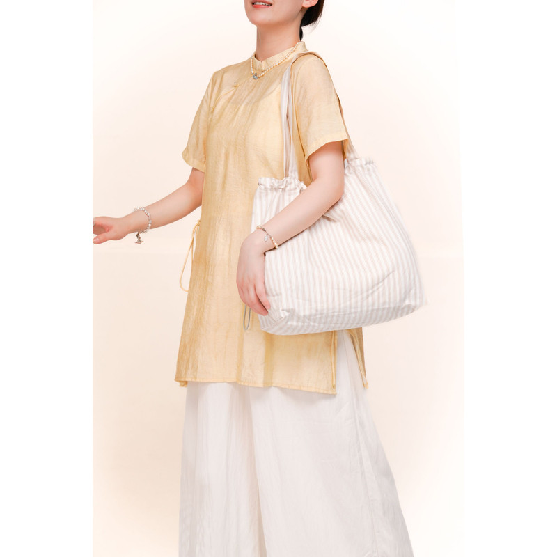 无则艺【单层抽绳包】卡其条纹色织休闲通用小众百搭个性文艺单肩,箱包皮具/热销女包/男包,单肩包,淘宝优惠券,粉丝福利购,淘宝优惠卷