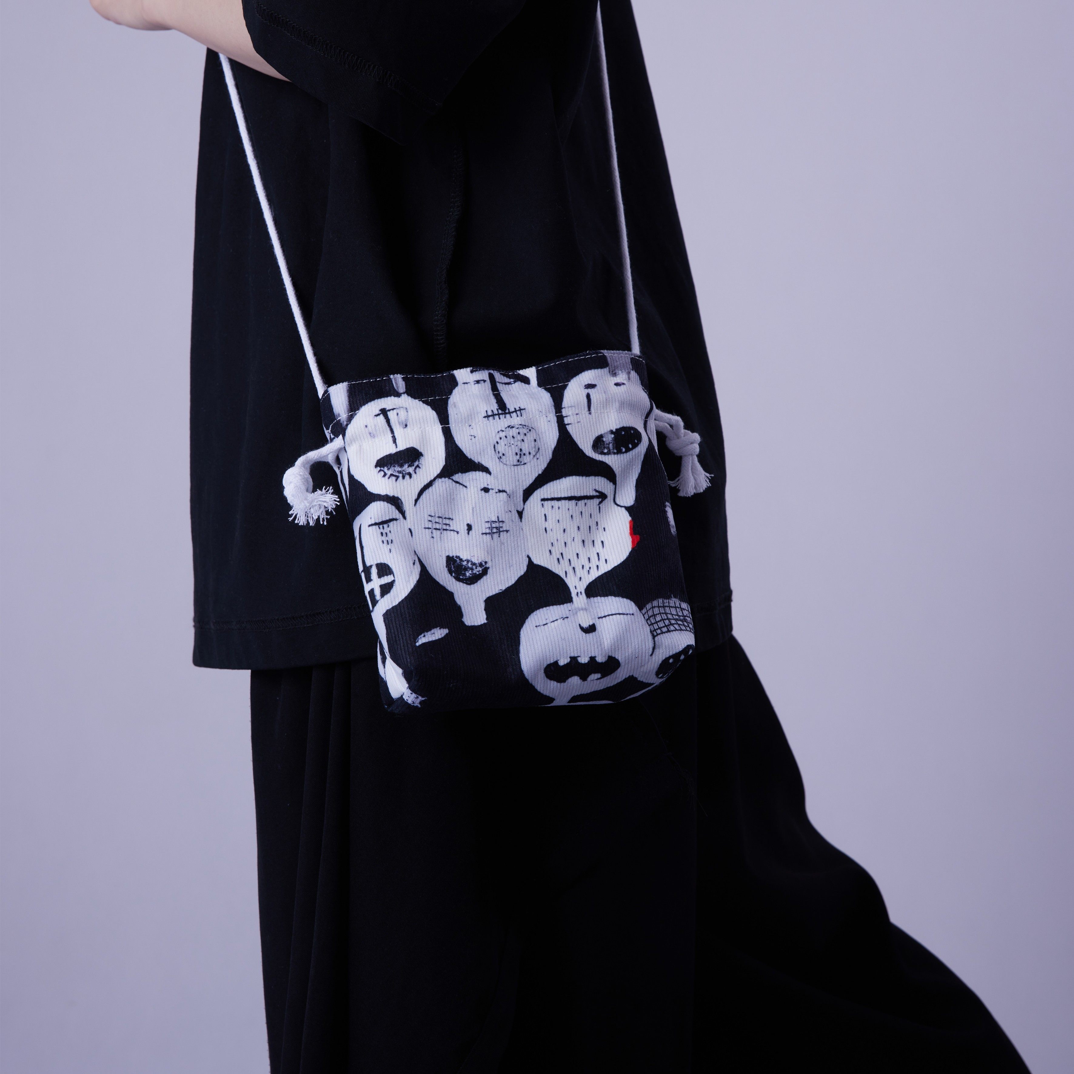 无则艺【长绳福袋包】黑白相抽绳便携布包休闲百搭印花环保轻便学,箱包皮具/热销女包/男包,单肩包,淘宝优惠券,粉丝福利购,淘宝优惠卷