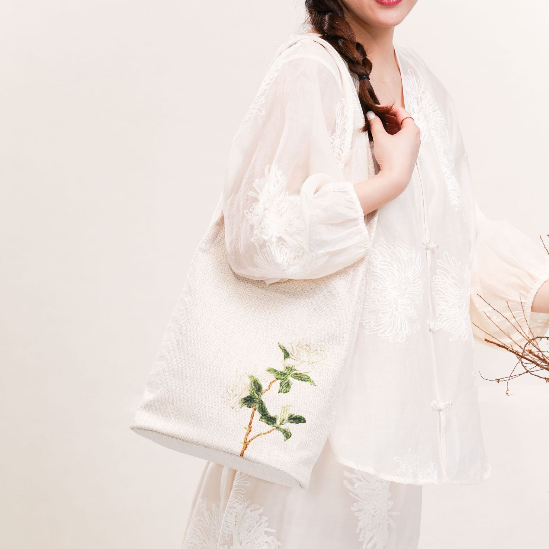 无则艺【亚麻水桶】栀子花布包很艺术I小众百搭百搭休闲文艺,箱包皮具/热销女包/男包,单肩包,淘宝优惠券,粉丝福利购,淘宝优惠卷