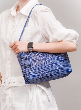 无则艺【子母方包】蓝色线条这家布包很艺术原创斜挎包个性印花小