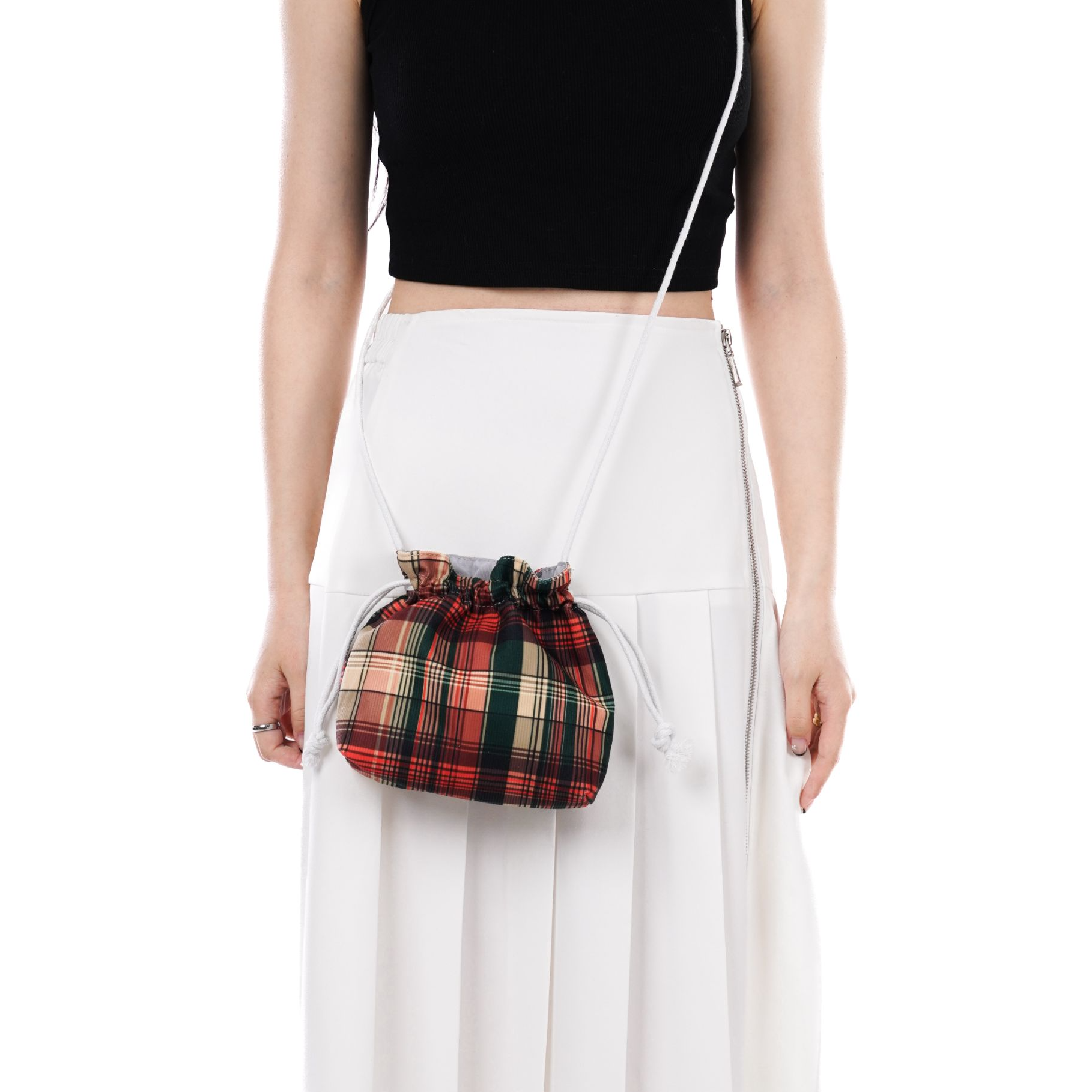 无则艺【长绳福袋包】红格子抽绳小包休闲百搭印花环保轻便学生,箱包皮具/热销女包/男包,单肩包,淘宝优惠券,粉丝福利购,淘宝优惠卷