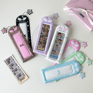 韩版少女心卡通天使翅膀人生四格卡套追星四联挂件展示卡套书签套