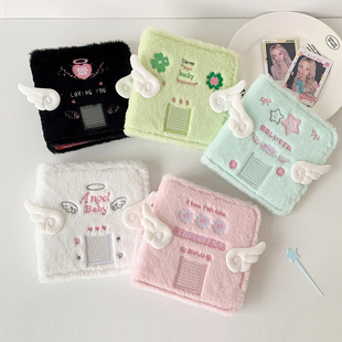 ins天使翅膀卡通A7毛绒相册学生拍立得收纳册少女追星3寸小卡卡册