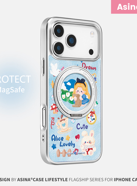 梦游仙境适用苹果17Promax手机壳新款15旋转磁吸带支架iPhone16Pro保护套支点ip14高级的可爱女13pm全包仿皮
