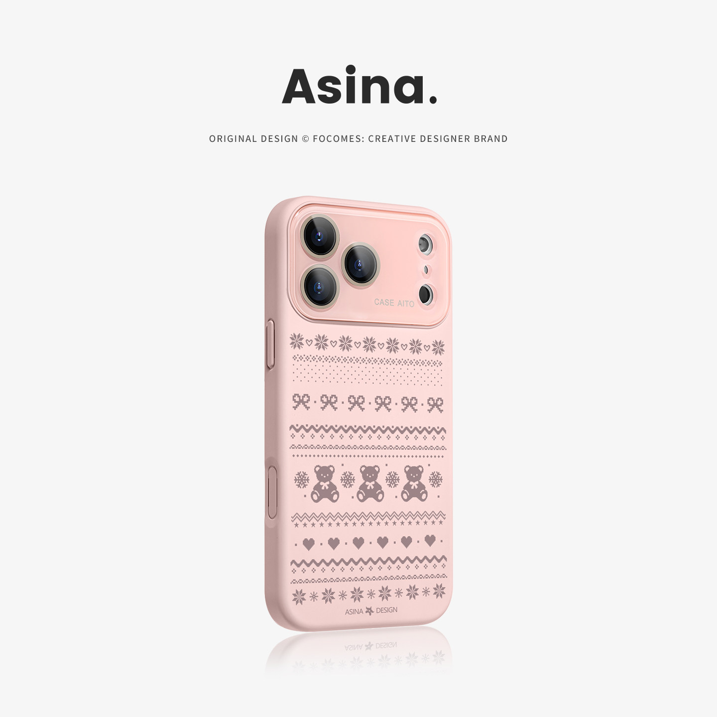 粉色雪绒小熊适用苹果秒变17promax手机壳iphone16新款保护套14高级感Ao6液态硅胶可爱15pro全包镜头13大视窗