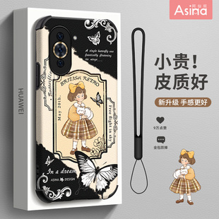 猫咪复古女孩适用华为nova10手机壳女款 创意超薄Nova11小众nova8镜头全包7se可爱nove6防摔5套 nova9pro新款