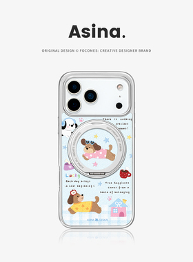腊肠狗乐园适用苹果17Promax手机壳新款iPhone16Pro磁吸带支架保护套Co2支点ip15可爱高级感14好看13pm全包女