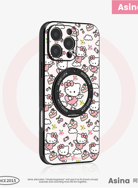 天使凯蒂猫适用苹果17Promax手机壳新款ip15磁吸带支架iPhone16Pro保护套支点14高级感Ho3好看网红13pm女全包