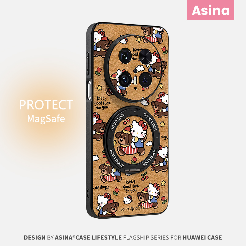 凯蒂帽子小狗适用华为Mate70Pro手机壳磁吸带支架新款mt60por+支点保护套网红可爱Ho3高级感mete60爆款女全包