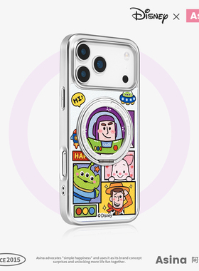 巴斯光年适用苹果17Promax手机壳新款14磁吸带支架iPhone16Pro保护套支点ip15网红卡通16可爱女13pm全包仿皮