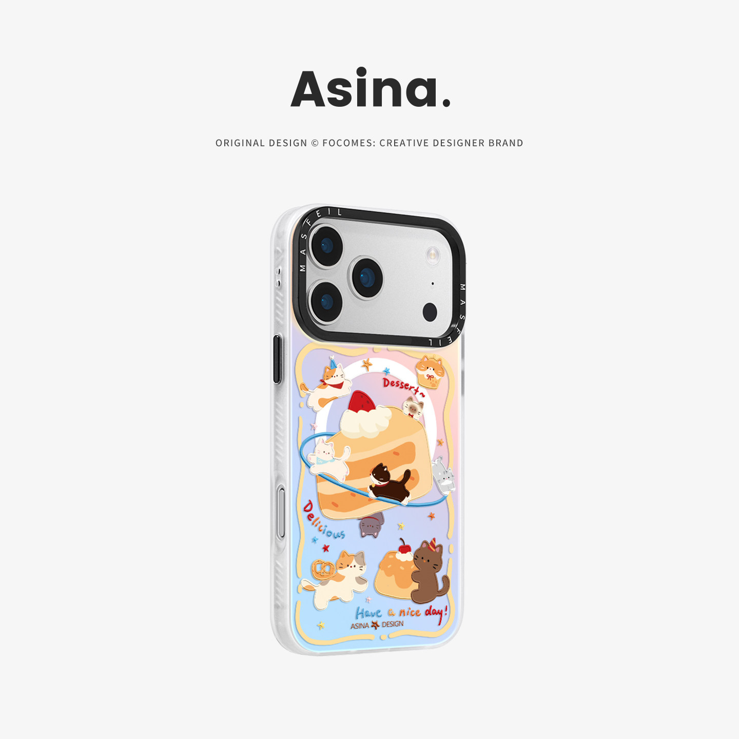 猫咪点心适用苹果17Promax手机壳15磁吸支架iPhone16Pro保护套网红创意plus全包可爱14超薄13新款女高级感12