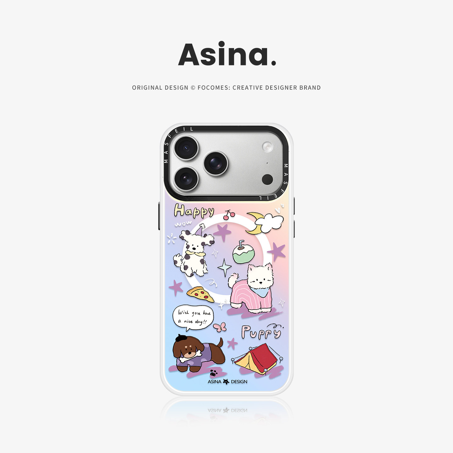 小狗乐园适用苹果17Promax手机壳15磁吸支架iPhone16Pro保护套网红创意plus全包可爱14超薄13新款女高级感12