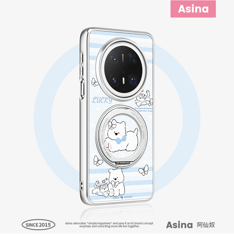 蓝色梦境适用华为Mate60Pro手机壳磁吸带支架新款mt70por+支点保护套高级感超薄女好看的可爱mete60防摔全包