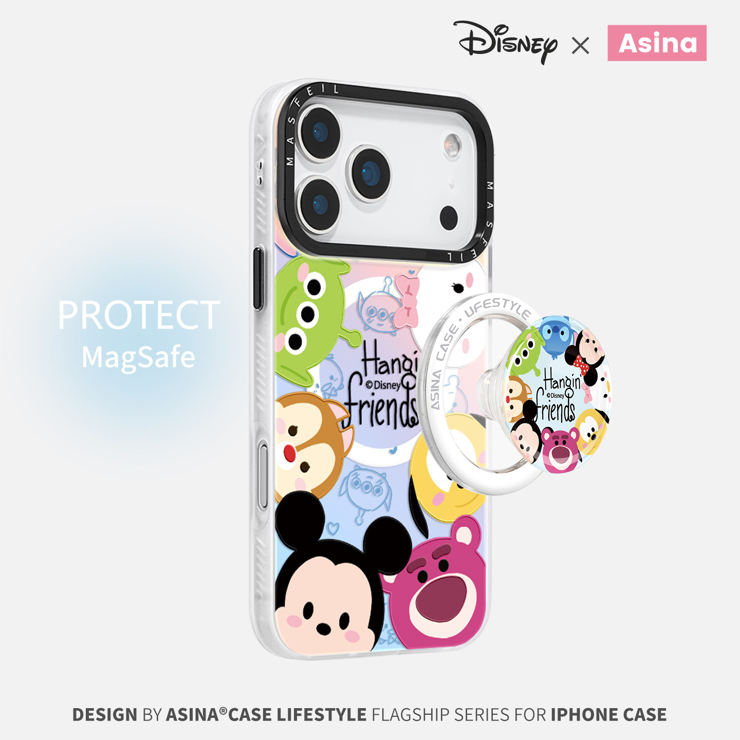 粉熊团子圈适用iPhone17Promax手机壳15磁吸支架苹果16Pro保护套13网红迪士尼plus全包12防摔女ip14新款可爱