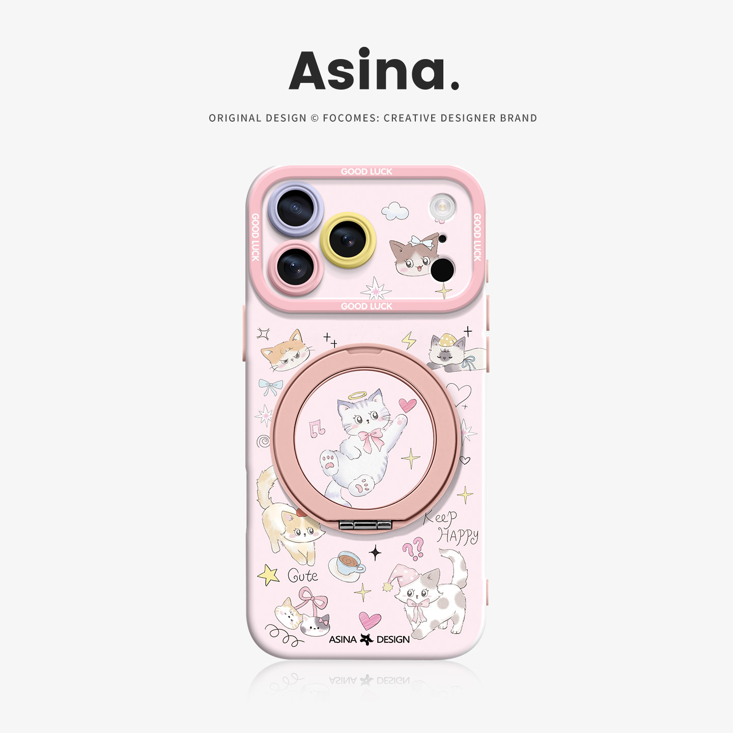 涂鸦猫咪适用iPhone17Promax手机壳新款苹果16Pro磁吸带支架套Bo5液态硅胶支点ip15高级感14可爱13pm全包女