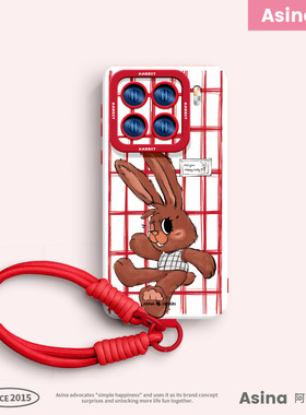 红色格子兔适用小米17Promax手机壳新款小米15液态硅胶12s保护套女13可爱Ultra软镜头全包Ao3红米k60超薄14