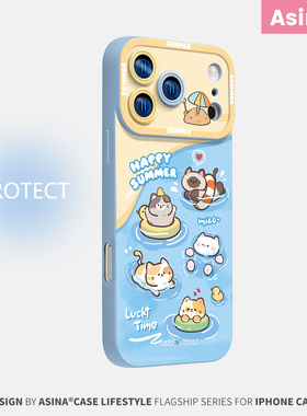 游泳小猫适用苹果17Promax手机壳15液态硅胶iPhone16Pro保护套13可爱软全包ip16防摔14女创意16plus网红新款