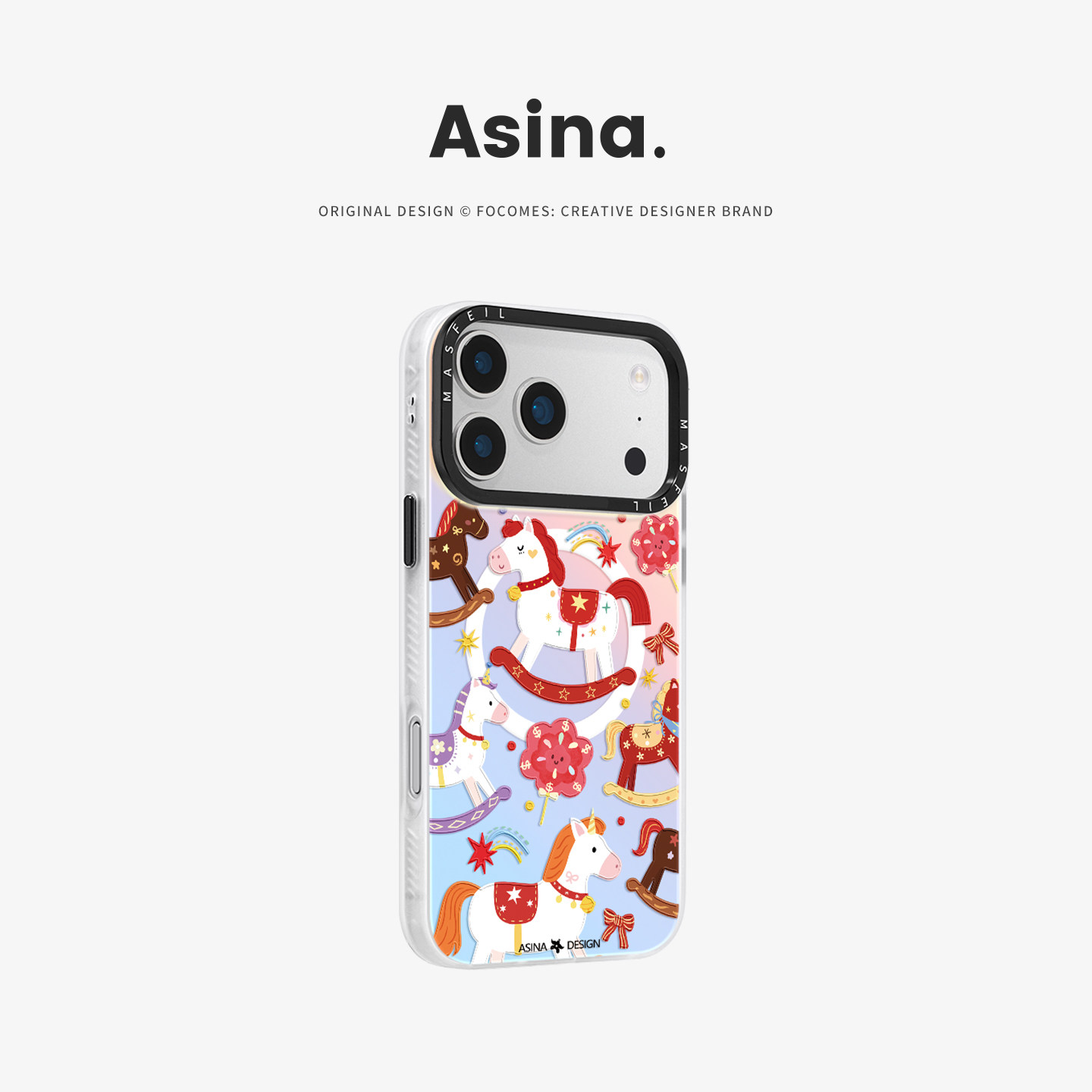 童话木马适用苹果17Promax手机壳15磁吸支架iPhone16Pro保护套好看超薄plus全包可爱14新年13新款高级红色12