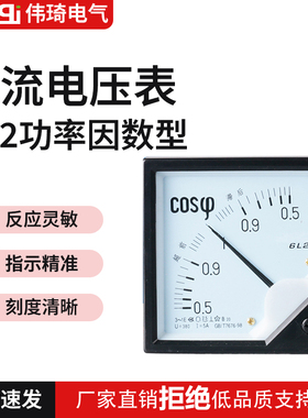 6L2指针式-COS-380V/100V5A0.5-0.5仪表三相功率因数表80*80