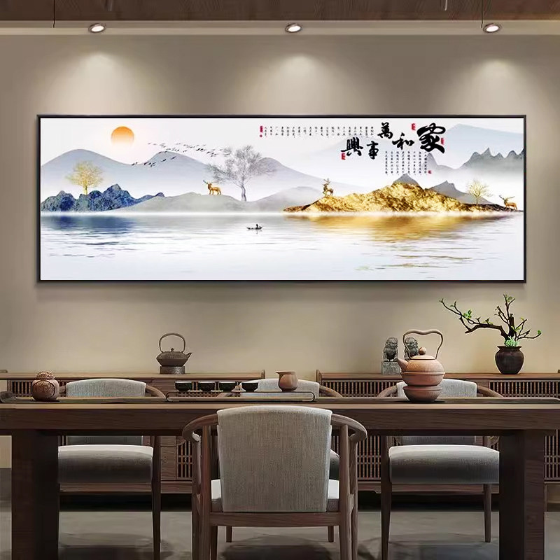 中式山水风景钻石绣手工十字绣客厅装饰画满钻绣好绣简约现代山水