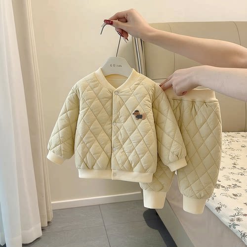 婴儿秋冬加绒分体棉服套装