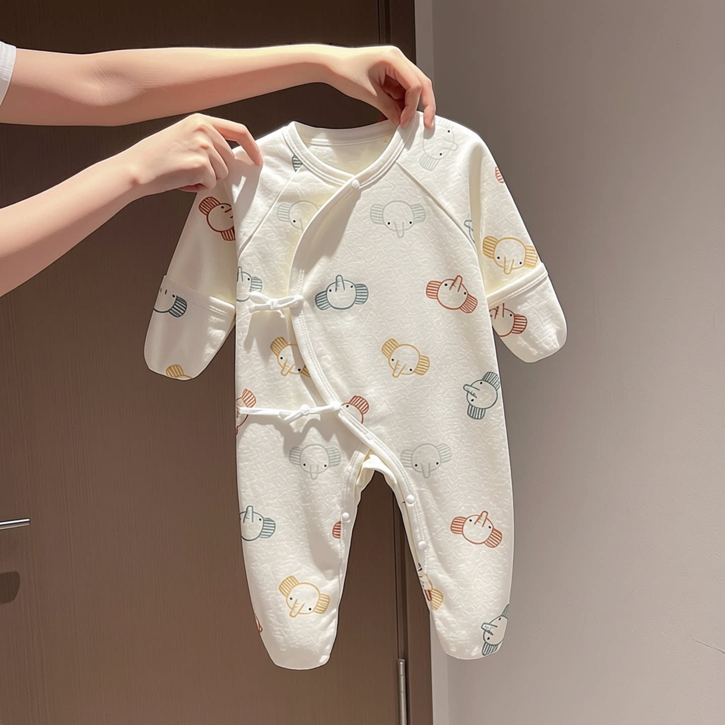 全棉纯棉婴儿包手连体衣四季新生儿衣服初生宝宝睡衣护手包脚睡袋