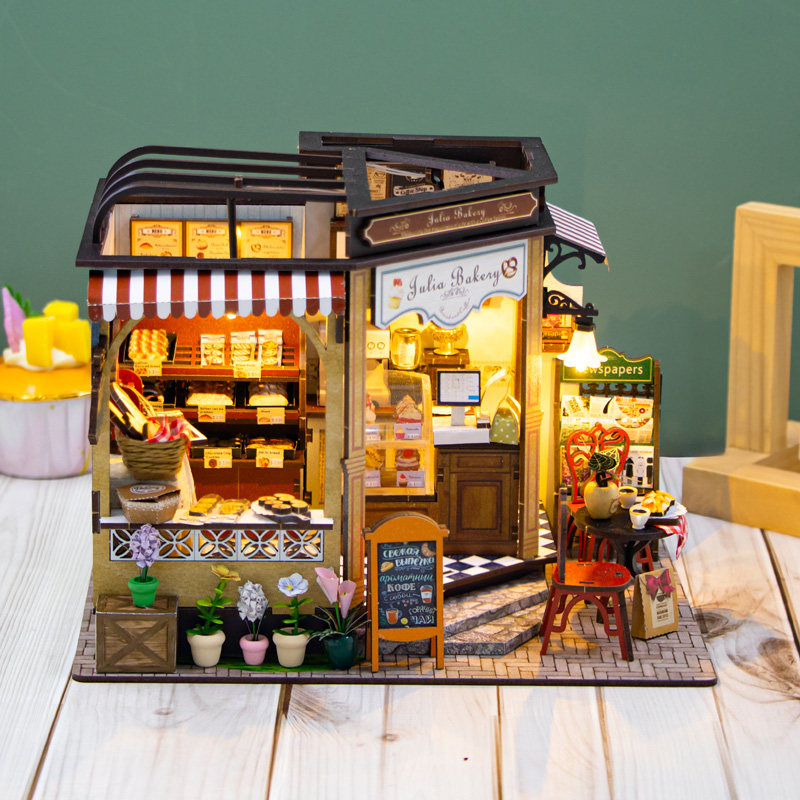 茱莉亚面包店diy小屋木制模型