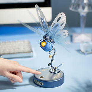 机械物种蝴蝶金属立体拼装模型若态若客儿童成人益智拼插积木玩具