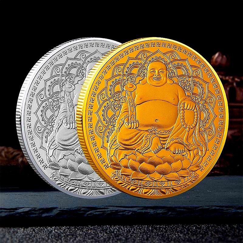 中国菩萨如来佛祖镀金纪念章 把玩创意工艺金币牙仙子金币纪念币