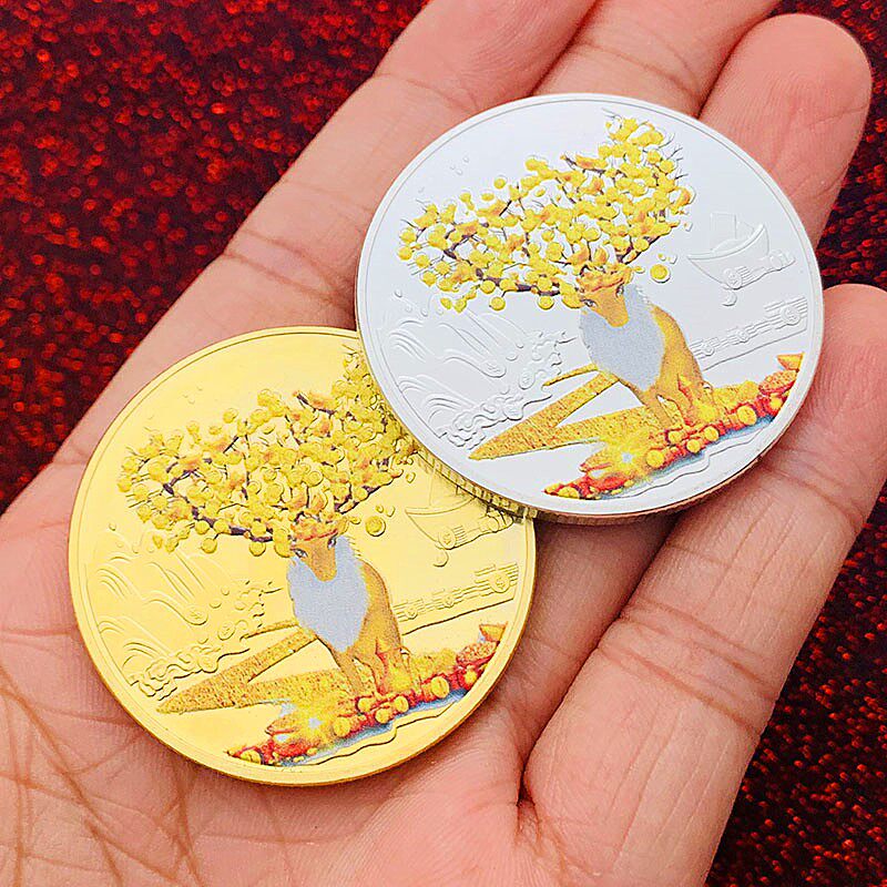 现货 中国羚羊动物金宝镀金纪念章 万事顺利日进斗金金币纪念币