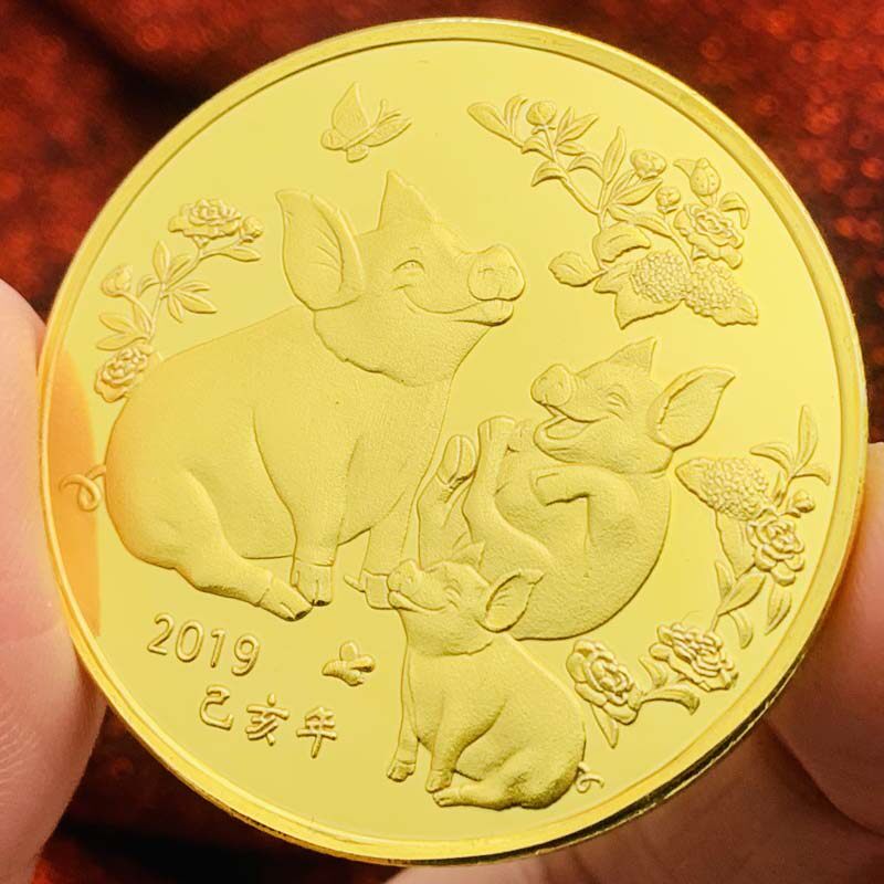 2019生肖猪镀金猪宝宝纪念章 装饰牙仙子硬币福娃贺岁纪念币
