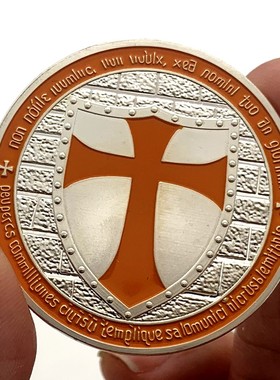 现货勇士镀银橙色收藏币浮雕