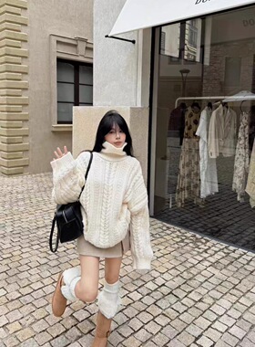 2025秋冬新款韩版时尚百搭宽松显瘦高领加厚针织毛衣