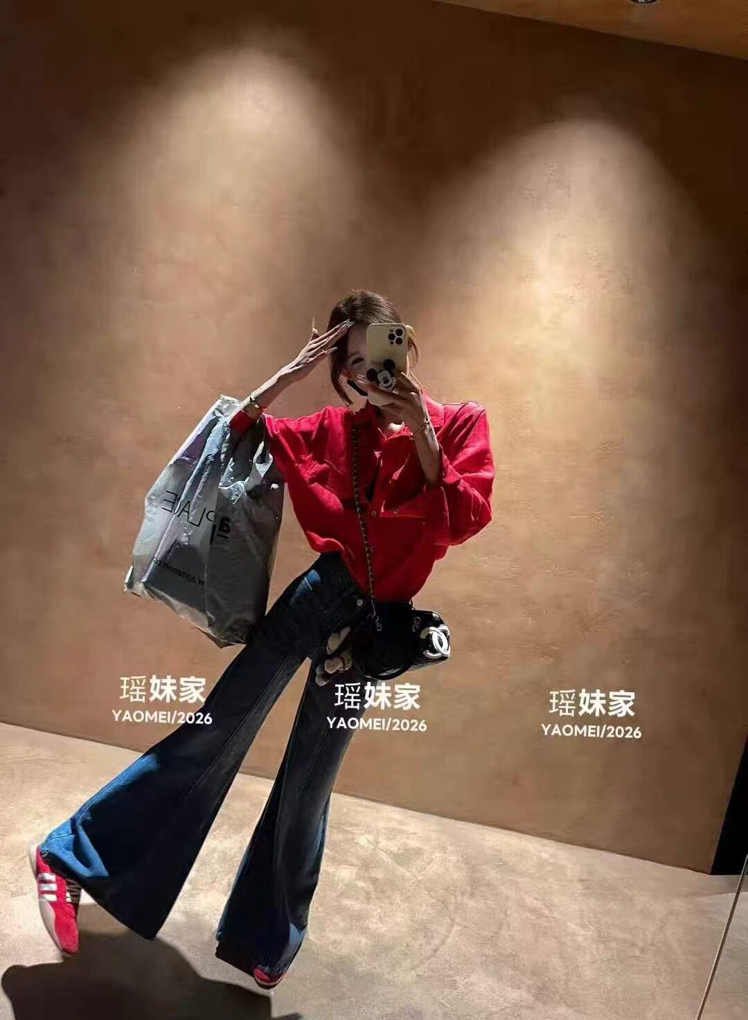 复古气质红色翻领衬衫女春松弛感休闲百搭长袖防晒上衣