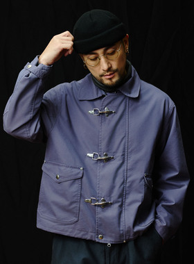 SUPERTOFU龙虾扣 法工蓝 洗水做旧 工装夹克外套 AW25