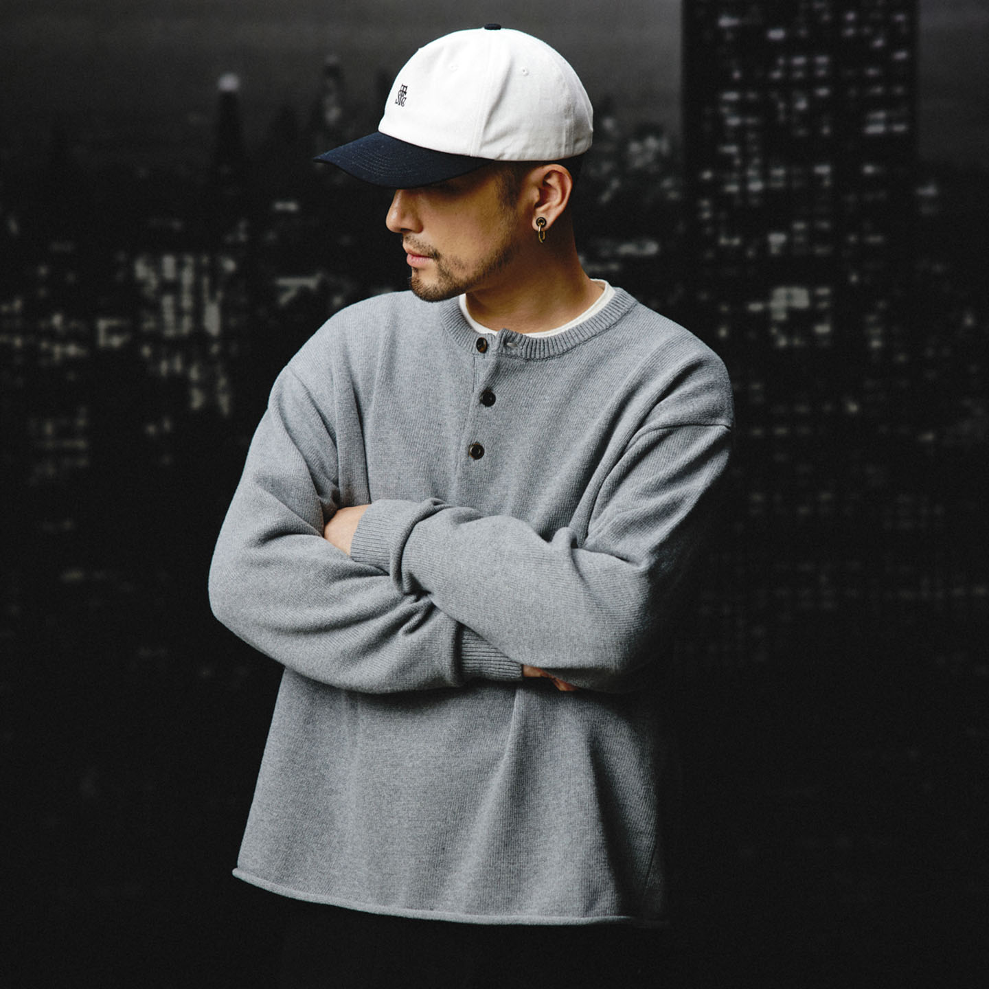 SUPERTOFU 老钱风 亨利领 果实扣 轻松随性 自然卷边 针织衫 AW25