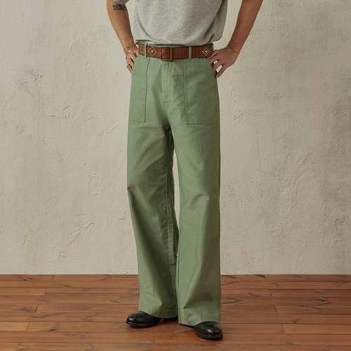 SUPERTOFU 竹节纹理 酵洗做旧 进口菱形扣 OG107 直筒长裤AW25