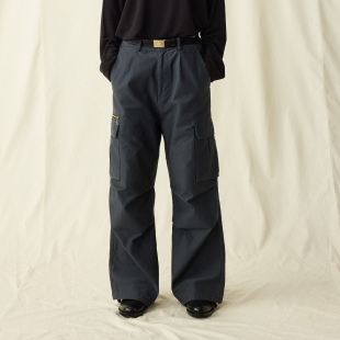 洗水灰 长裤 竹节缎纹 工装 AW25 直筒 SUPERTOFU吊坠拉链