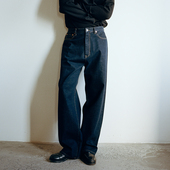 SUPERTOFU洗水 宽松直筒五袋牛仔裤 原牛 12.3oz蓝白赤耳