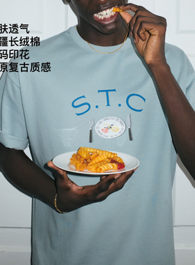 SUPERTOFU玫瑰萨克斯餐盘 直喷印花 凉感亲肤 新疆棉短袖T恤 SS26