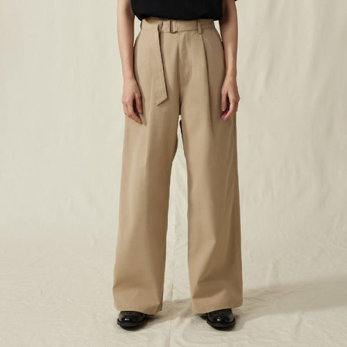 可拆卸调节腰带宽松直筒长裤