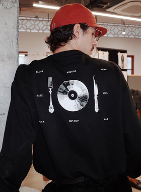 SUPERTOFU 好食音乐 抗皱舒适 复古趣味印花 新疆棉长袖T恤 AW25