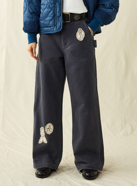 SUPERTOFU附赠刺绣布章 自由DIY排列 做旧画家帆布裤休闲裤 AW25