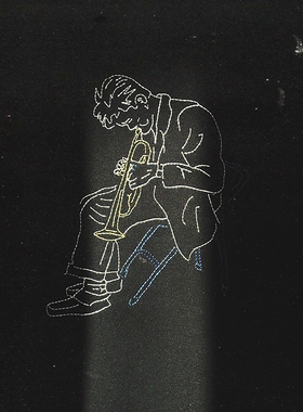 SUPERTOFU爵士音乐 拼色线条刺绣  250g新疆长绒棉短袖T恤 SS25