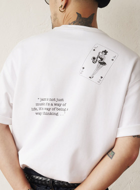 SUPERTOFU爵士扑克图案 250g新疆长绒棉 舒服公司短袖T恤 SS25