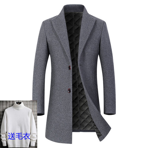 冬季羊毛呢子中长款大衣送毛衣潮