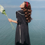 已出货2023夏季新款白色边条黑色连衣裙225-6632-P105（控158），女装连衣裙，浙宝225